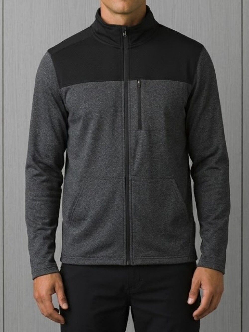 Prana Lightweight Jacket Mens Medium Full Zip Dark Gray Black Pockets Collared